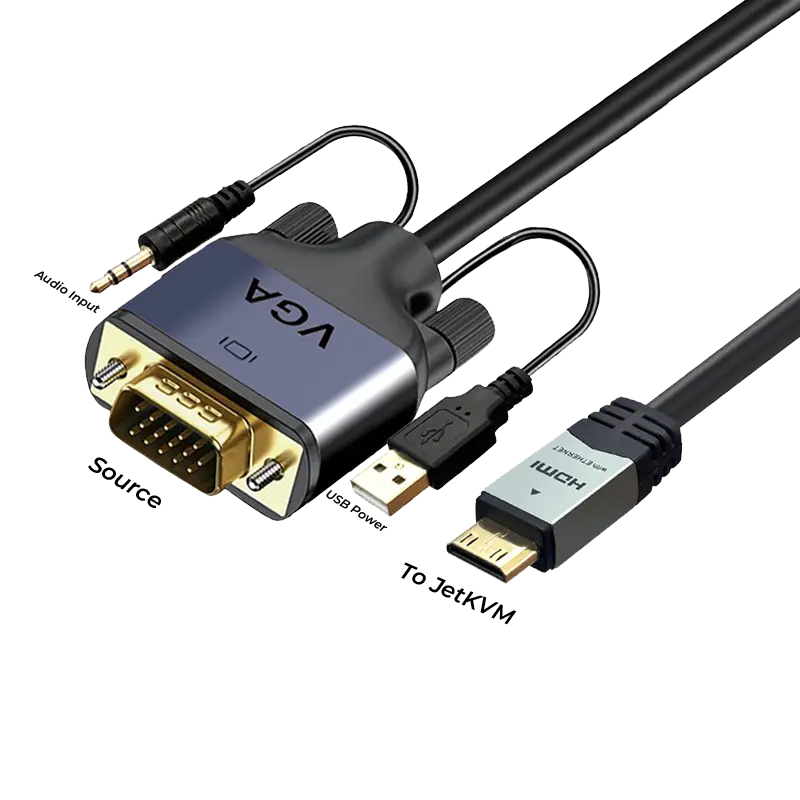 JetKVM Video Converter: DP/VGA/USB-C to Mini HDMI